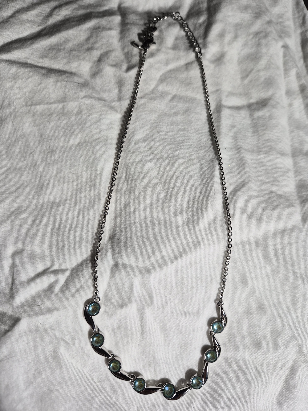 Touchstone Crystal Silver Necklace with Teal Gem Accents